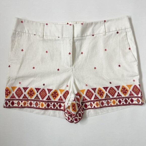 NWT LOFT Linen Riviera Shorts Aztec Print Sz 12 - Picture 2 of 7